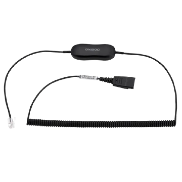 Jabra GN1218 QD to RJ9 AC Attenuation Cord 2m Coiled – 88011-102 - Ports and Connections
