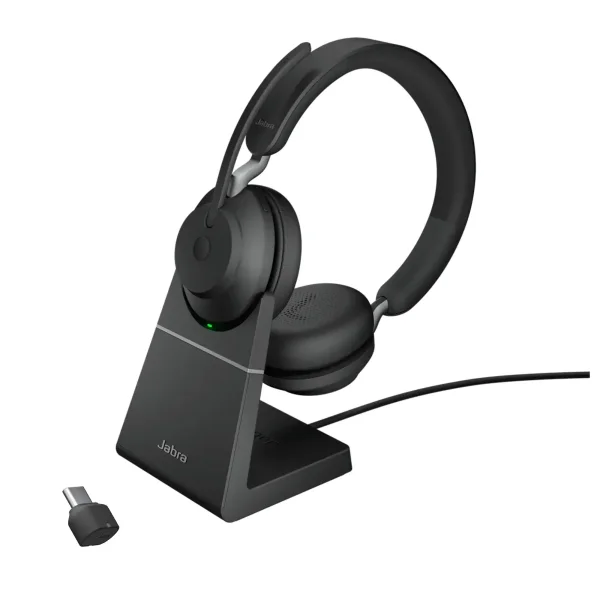 Jabra Evolve2 65 UC Stereo Wireless Headset | Charging Stand | Link 390c | USB-C | Black – 26599-989-889-01
