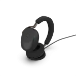 Jabra Evolve3 85 UC Stereo Wireless Headset | Wireless Charging Pad | Link 390c | USB-C | Black – 38599-989-889