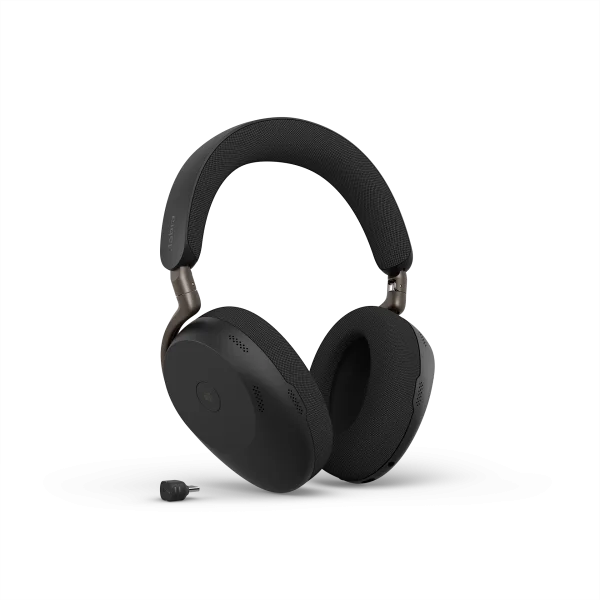 Jabra Evolve3 85 UC Stereo Wireless Headset | Link 390c | USB-C | Black – 38599-989-899 - Angled View