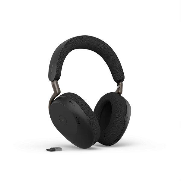 Jabra Evolve3 85 UC Stereo Wireless Headset | Link 390a | USB-A | Black – 38599-989-999 - Angled View