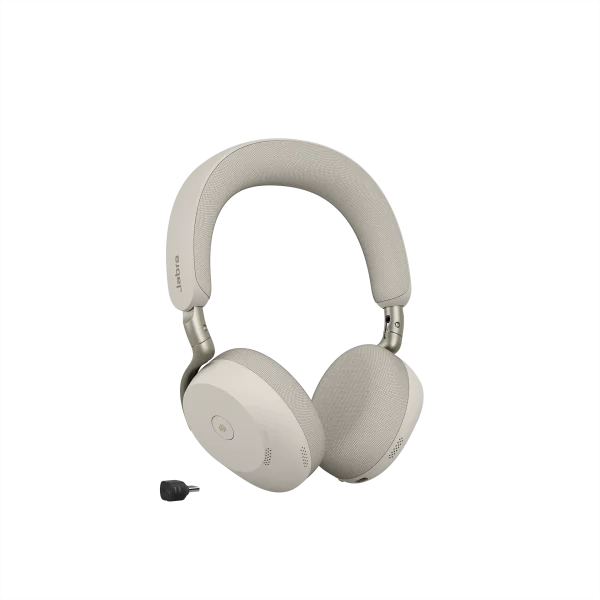 Jabra Evolve3 75 MS Teams Stereo Wireless Headset | Link 390c | USB-C | Warm Grey – 37599-999-898 - Angled View
