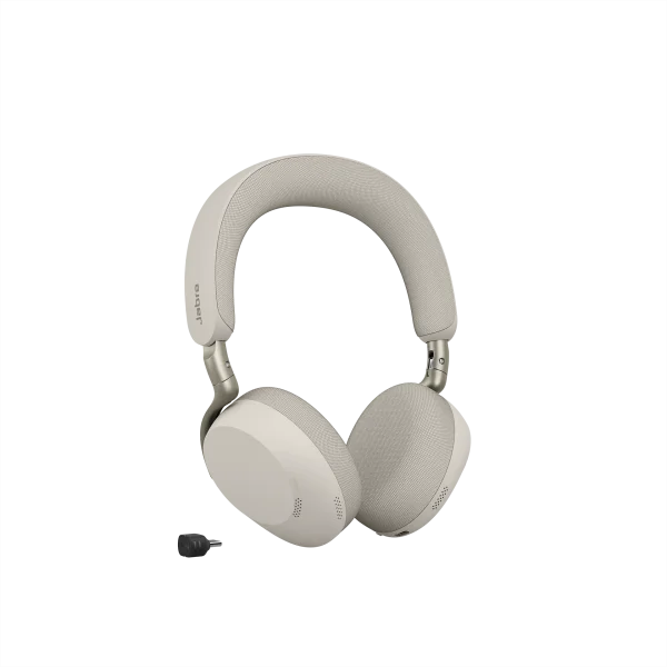 Jabra Evolve3 75 UC Stereo Wireless Headset | Link 390c | USB-C | Warm Grey – 37599-989-898 - Angled View