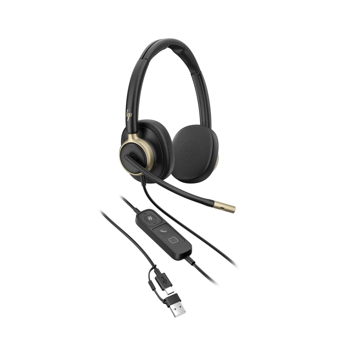 Poly Mission 825 Stereo USB Wired Headset | USB-C | USB-A Adapter – C01FCAA#AC3