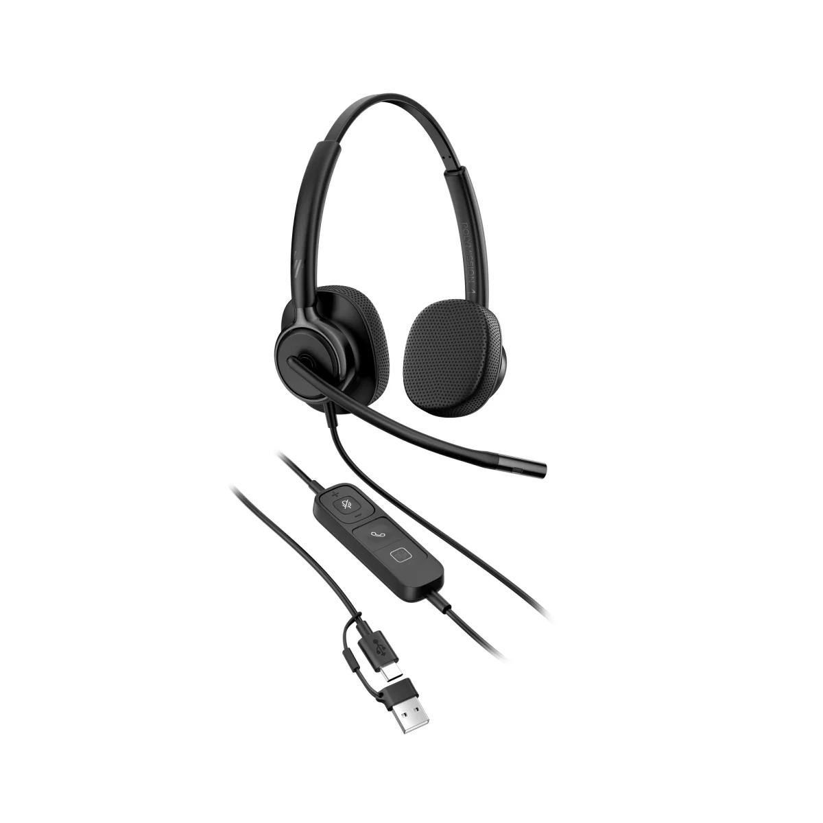 Poly Mission 425 Stereo USB Headset | USB-C | USB-A Adapter | Bulk Packaging – C01B6A6#AC3
