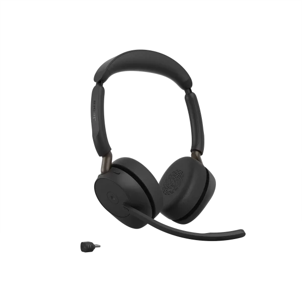 Jabra Evolve3 65 MS Teams Stereo Wireless Headset | Link 390c | USB-C – 36599-999-899 - Angled View