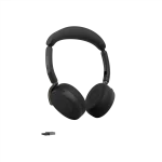 Jabra Evolve3 65 Flex MS Teams Stereo Wireless Headset | Wireless Charging Pad | Link 390a | USB-A – 36699-999-989 - Angled View