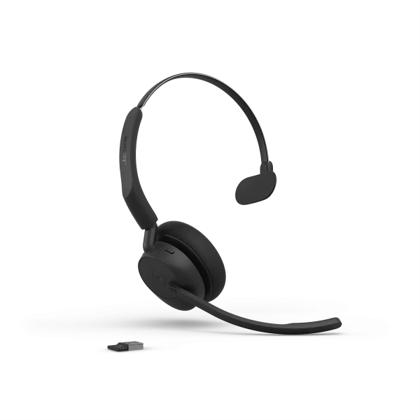 Jabra Evolve3 45 MS Teams Mono Wireless Headset | Link 390a | USB-A – 34599-899-999 - Angled View