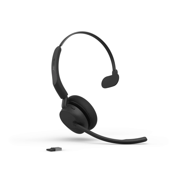 Jabra Evolve3 45 UC Mono Wireless Headset | Link 390a | USB-A – 34599-889-999 - Angled View