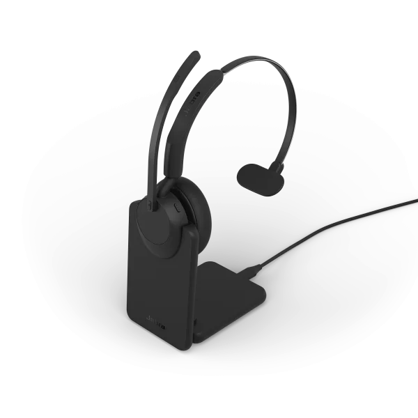 Jabra Evolve3 45 UC Mono Wireless Headset | Charging Stand | Link 390c | USB-C – 34599-889-889