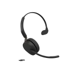 Jabra Evolve3 65 UC Mono Wireless Headset | Charging Stand | Link 390a | USB-A – 36599-889-989 - Angled View