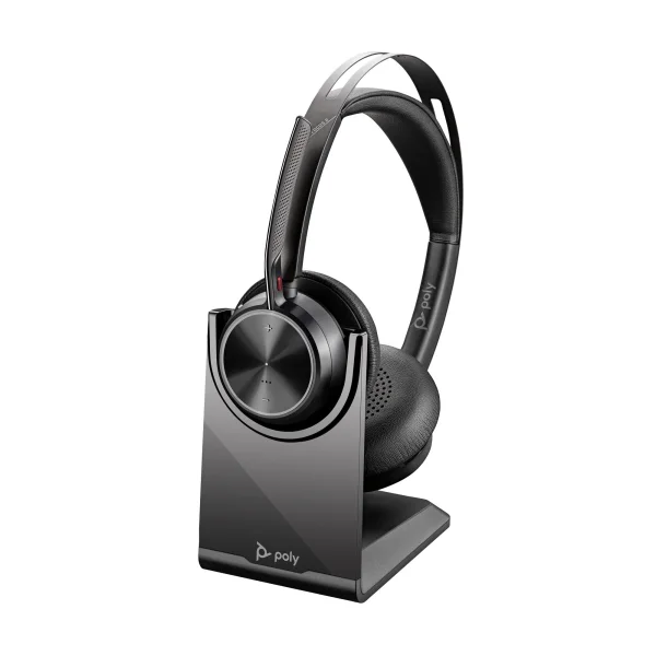 Voyager Focus 2, Stereo Bluetooth Headset with Charge Stand, USB-C-C Headset +USB-C/A Adapter