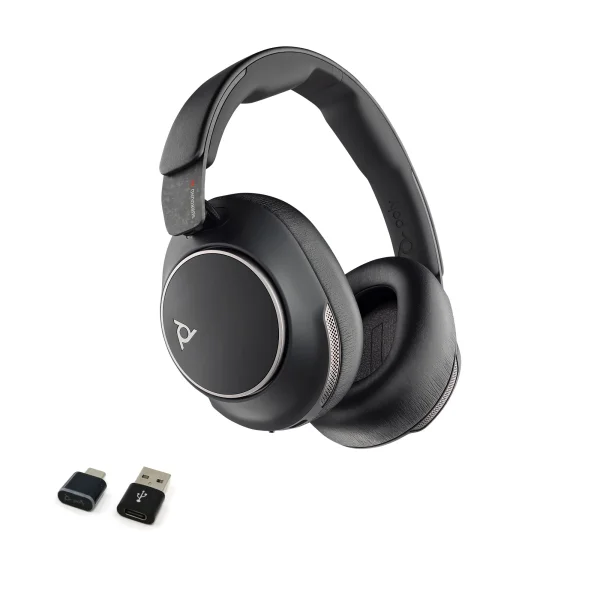 Poly Voyager Surround 80 UC Bluetooth Headset with USB-C and USB-A Adapter 8G7T9AA - HP Poly Surround 80 UC Headset with BT700-C Bluetooth Adapter and USB-C to USB-A Adapter