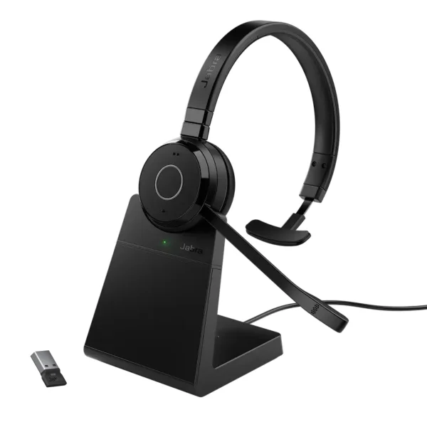 Jabra Evolve 65 TE MS Mono Wireless Headset with Charging Stand & Link 390a – 6693-833-399