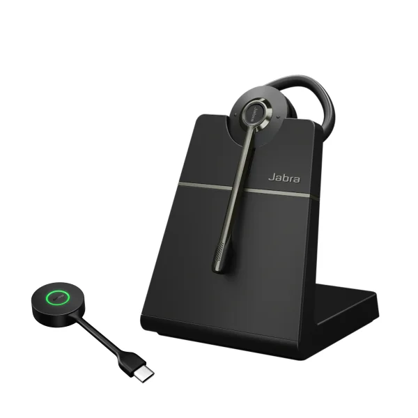 Jabra Engage 55 SE DECT Wireless Convertible Headset UC with Link 400 USB-C & Charging Stand – 9655-435-125