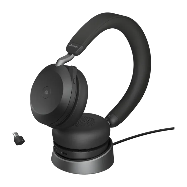 Jabra Evolve2 75 Wireless Headset – Link380C MS Stereo With Charging Stand Black – 27599-999-889