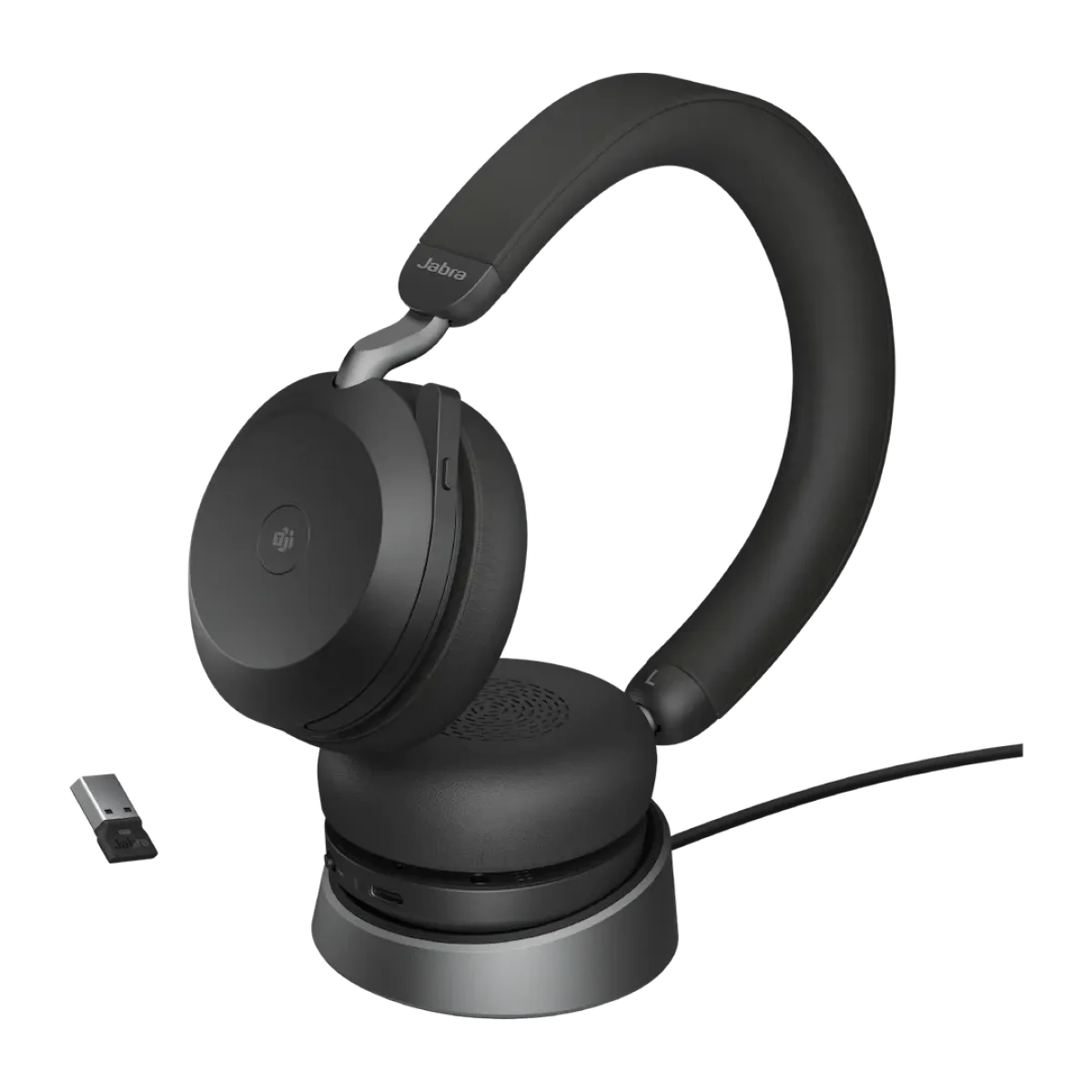 Jabra Evolve2 75 MS Teams Stereo Wireless Headset | Charging Stand | Link 380a | USB-A | Black – 27599-999-989