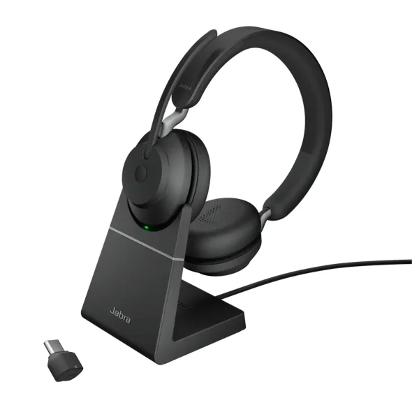 Jabra Evolve2 65 Wireless Stereo Headset With Link380C UC & Charging Stand – 26599-989-889