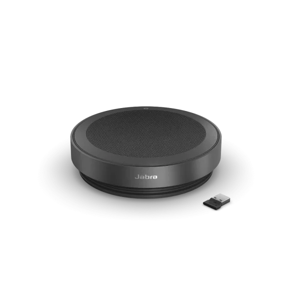 Jabra Speak2 75 Speakerphone (USB-A, BT) UC-Optimized w/ Link 390a - Dark Grey - 2775-419-01 - Angled View