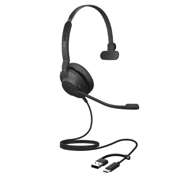 Jabra Evolve2 30 SE MS Mono USB-C Corded Headset with USB-C/A Adapter – 23189-899-879-01