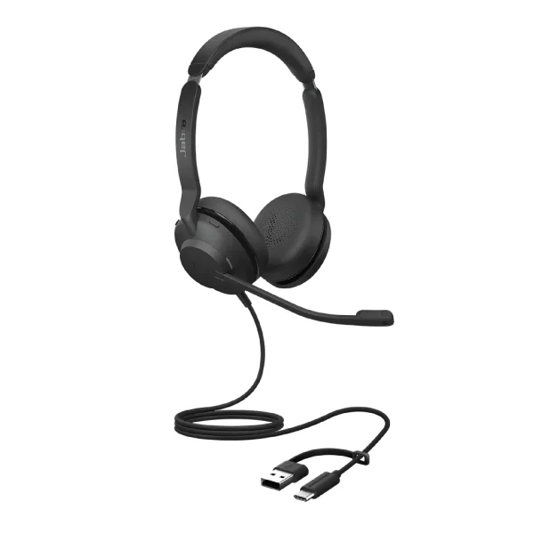 Jabra Evolve2 30 SE UC Stereo USB-C Corded Headset with USB-C/A Adapter – 23189-989-879-01
