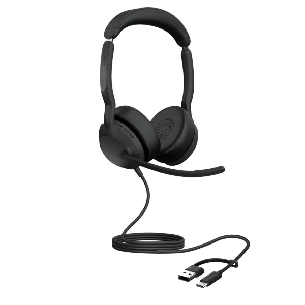 Jabra Evolve2 50 USB-C UC Stereo Corded Headset with USB-C/A Adapter & Bluetooth – 25089-989-799