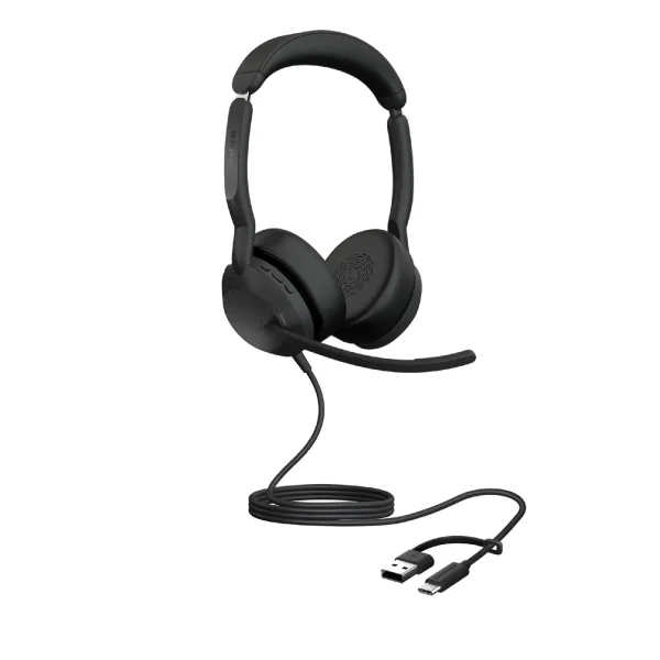 Jabra Evolve2 50 USB-C UC Stereo Corded Headset with USB-C/A Adapter (No Bluetooth) – 25069-989-899