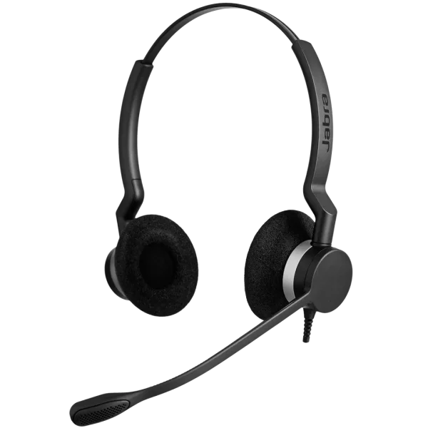 Jabra BIZ 2300 QD Duo Noise Canceling Binaural Headset – 2309-820-105 - Angled View