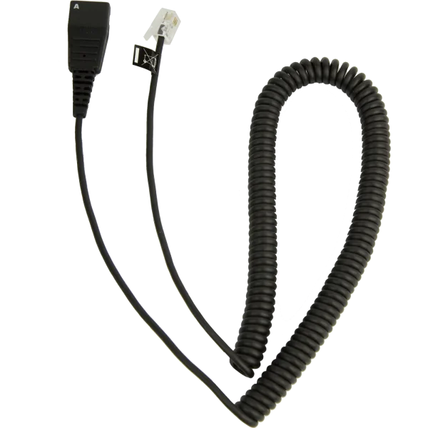 Jabra QD to RJ-9 Coiled Cord for Cisco 794x, 796x, 797x – 8800-01-37 - Bottom View
