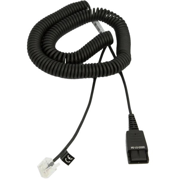 Jabra QD to RJ-45 Coiled Cord for Siemens OpenStage – 8800-01-94 - Bottom View