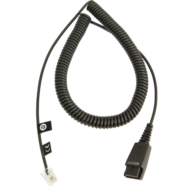 Jabra QD to RJ-9 Replacement Coiled Cord for Link 850/860 – 8800-01-01 - Bottom View