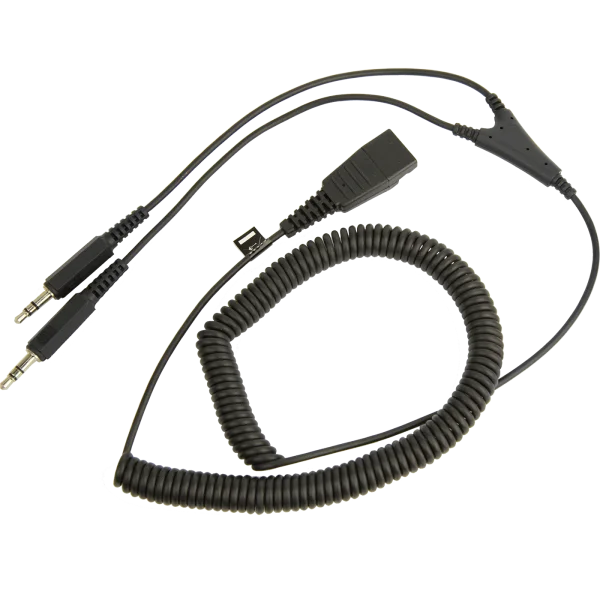 Jabra QD to Dual 3.5mm PC Sound Card Coiled Cord – 8734-599 - Ports and Connections